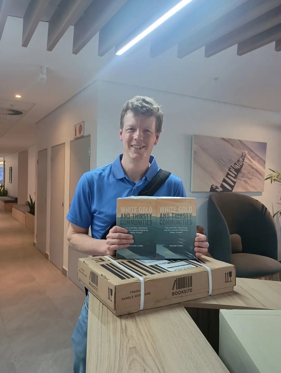 PolokoMokhele_'s tweet photo. United States–based Professor John Aerni-Flessner @LesothoJohn, a scholar who has written extensively on #Lesotho, will today launch his new book, White Gold & Thirsty Communities, at the National University of Lesotho.

According to Lynne Rienner Publishers, in the book, Aerni-Flessner traces the twenty-year negotiations leading up to the signing of the #LHWP treaty, assesses how the Cold War and anti-apartheid struggles shaped those negotiations, and considers the effect of global geopolitical battles on the entire process. 

He also shows that, while the LHWP can by one metric be judged a success—today the project delivers hundreds of millions of cubic meters of “white gold” per year from Lesotho to #Gauteng—it is also a failure in that many communities in both countries still lack access to water.