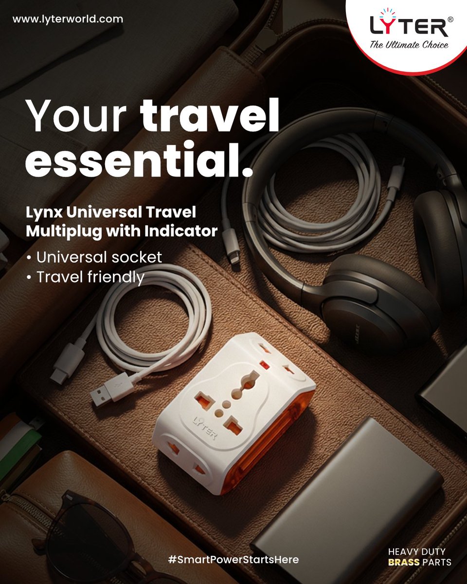 thelyterworld's tweet photo. Different countries. Different plug points. One easy solution. ✈️🔌
With the Lynx universal travel adaptor, you stay powered at airports, hotels, and work zones without carrying multiple chargers.

#Lyter #UniversalTravelAdaptor #MultiPlugSocket #TravelEssentials #SmartCharging https://t.co/jwWPEvokTq