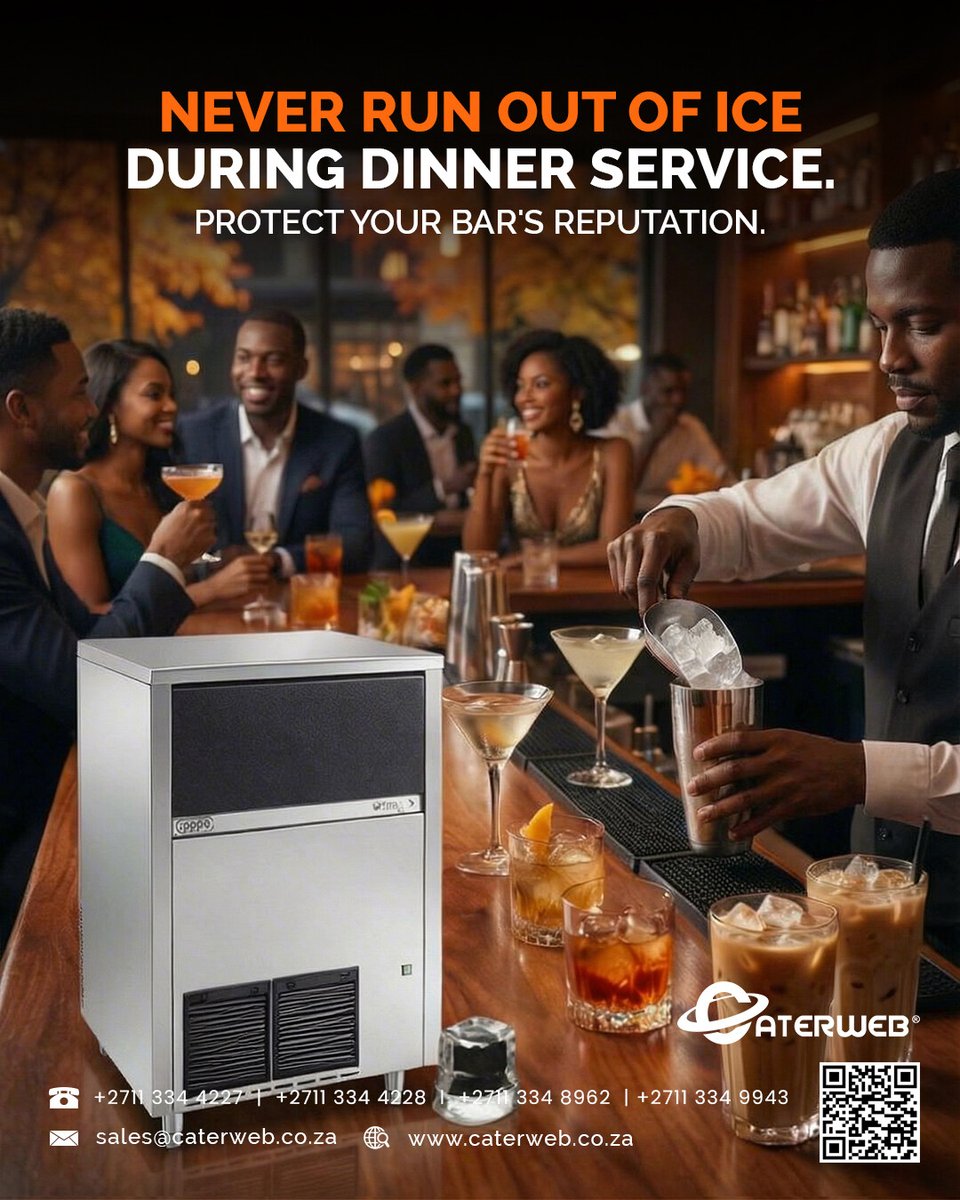 Caterweb's tweet image. Cocktails. Iced coffees. Premium service 🍸

Nothing disrupts a busy bar like running out of ice. A professional ice maker ensures every drink leaves the counter exactly as it should. 🧊

Stay prepared for the autumn rush.

caterweb.co.za/brema-ice-mach…

#efficientkitchen #barsetup