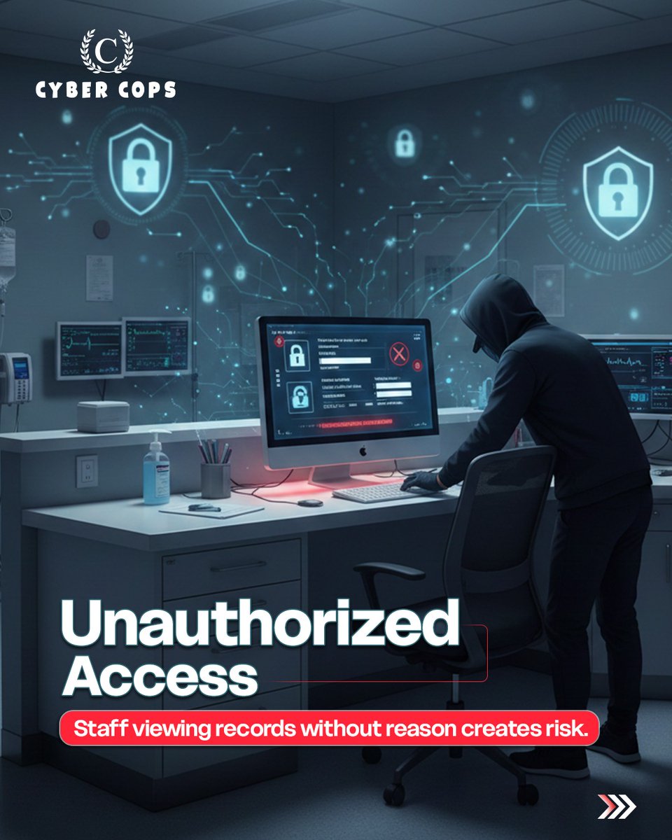Cyber_Cops_'s tweet photo. #Healthcare data is sensitive, and the biggest threats often come from within!

Small mistakes, unmonitored access, or outdated policies can put patient information at risk. https://t.co/J8JSNEQm6l