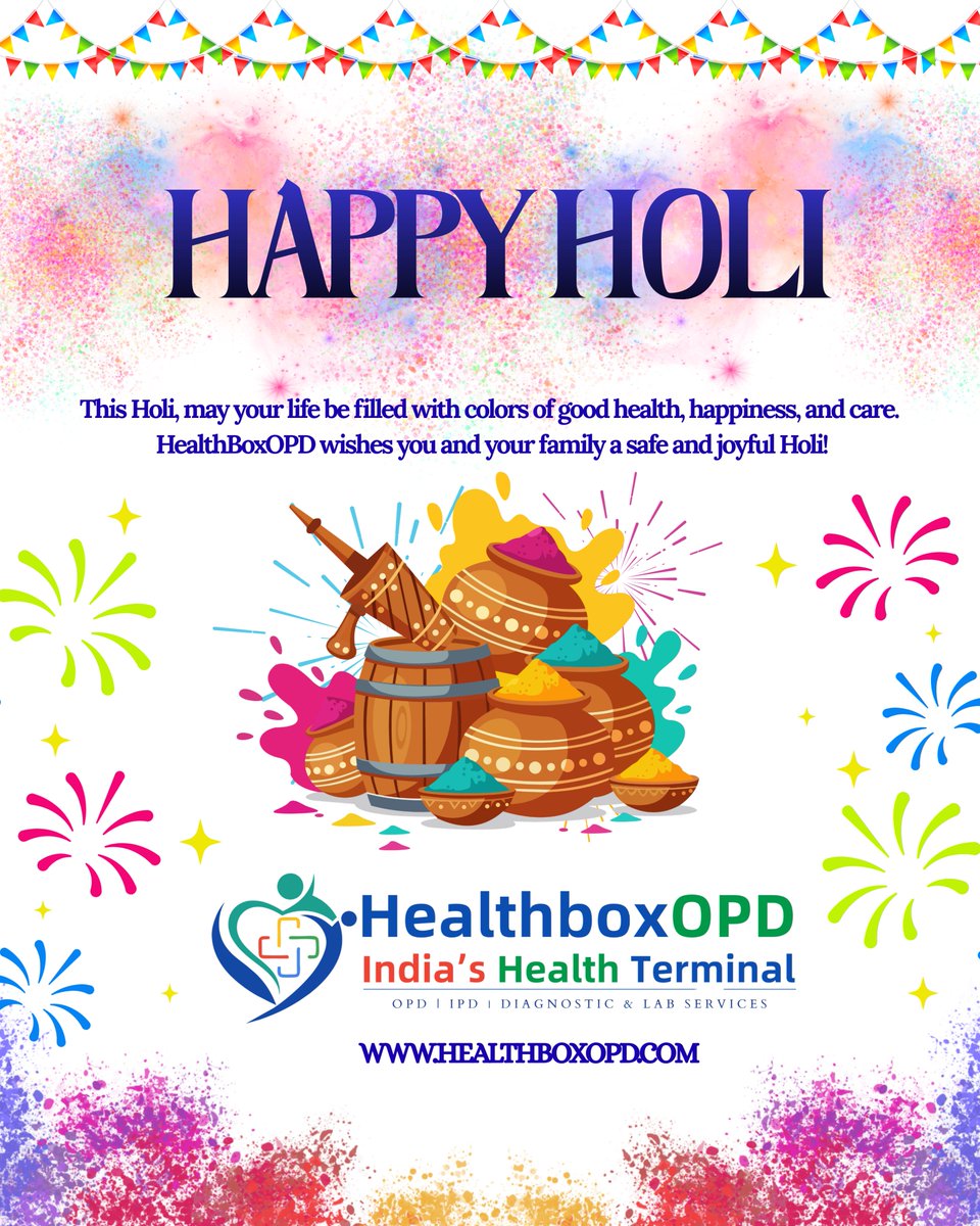 HealthboxOPD__'s tweet photo. May this Holi fill your life with vibrant colors of happiness, good health, and prosperity.
Wishing you and your family a safe and joyful celebration.
– Team HealthBoxOPD
#HappyHoli #HoliWishes #GoodHealth #StayHealthy #FestivalOfColors #HealthBoxOPD https://t.co/otteAwvnVO