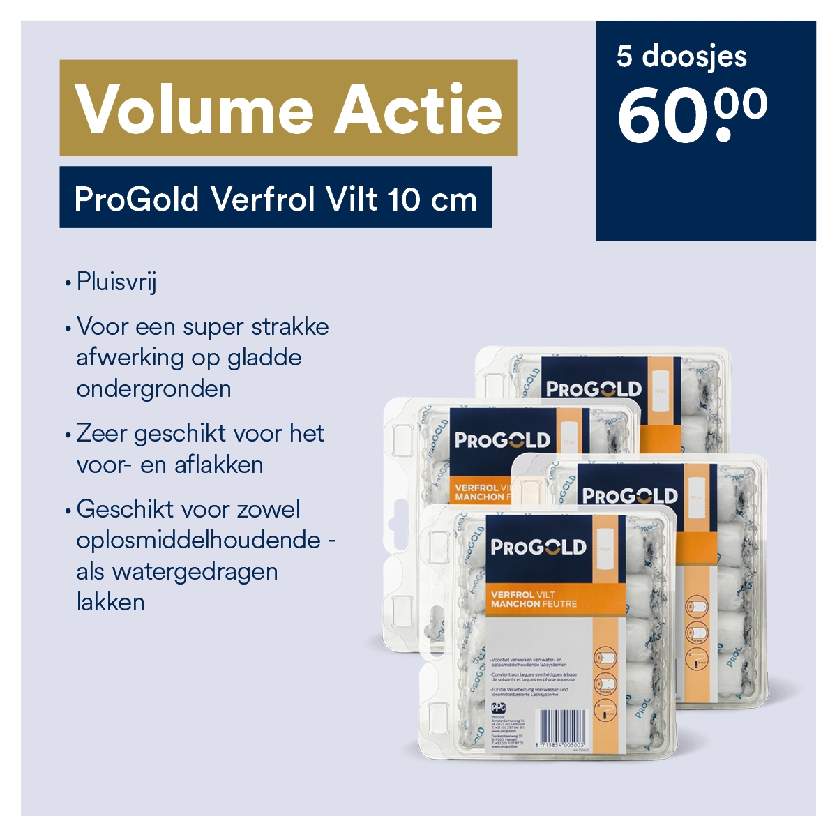 ProGold Volume Actie – Maart   Sla groots in en bespaar! 💥 Deze maand scoor je 50 ProGold Viltrollers voor slechts € 60,00! 😲🖌️  ✅ 50 viltrollers ✅ Slechts € 60,00  📅 Geldig t/m 6 maart 2026 ⚡️ OP = OP, dus wees er snel bij! #ProGold #VolumeActie #Vilt