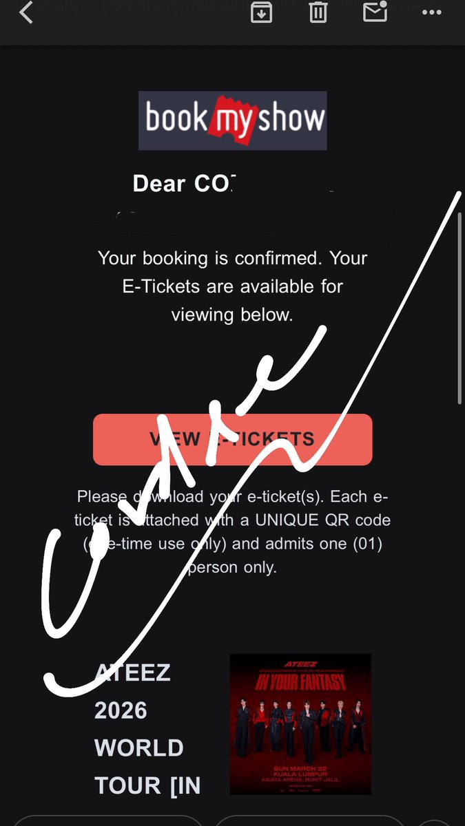 corrdee's tweet photo. WTS ATEEZ 2026 WORLD TOUR [IN YOUR FANTASY] – KUALA LUMPUR

 1 ticket to sell 
Initial Price: RM 1107.72 including tax
Selling Price: RM 1000 
 (Price slightly negotiable)

Details:
Section: Fantasy VIP B (Standing)
Row: 6 

DM me for more info, can provide proof. Srs buyer only. https://t.co/uhB0ItEFWD