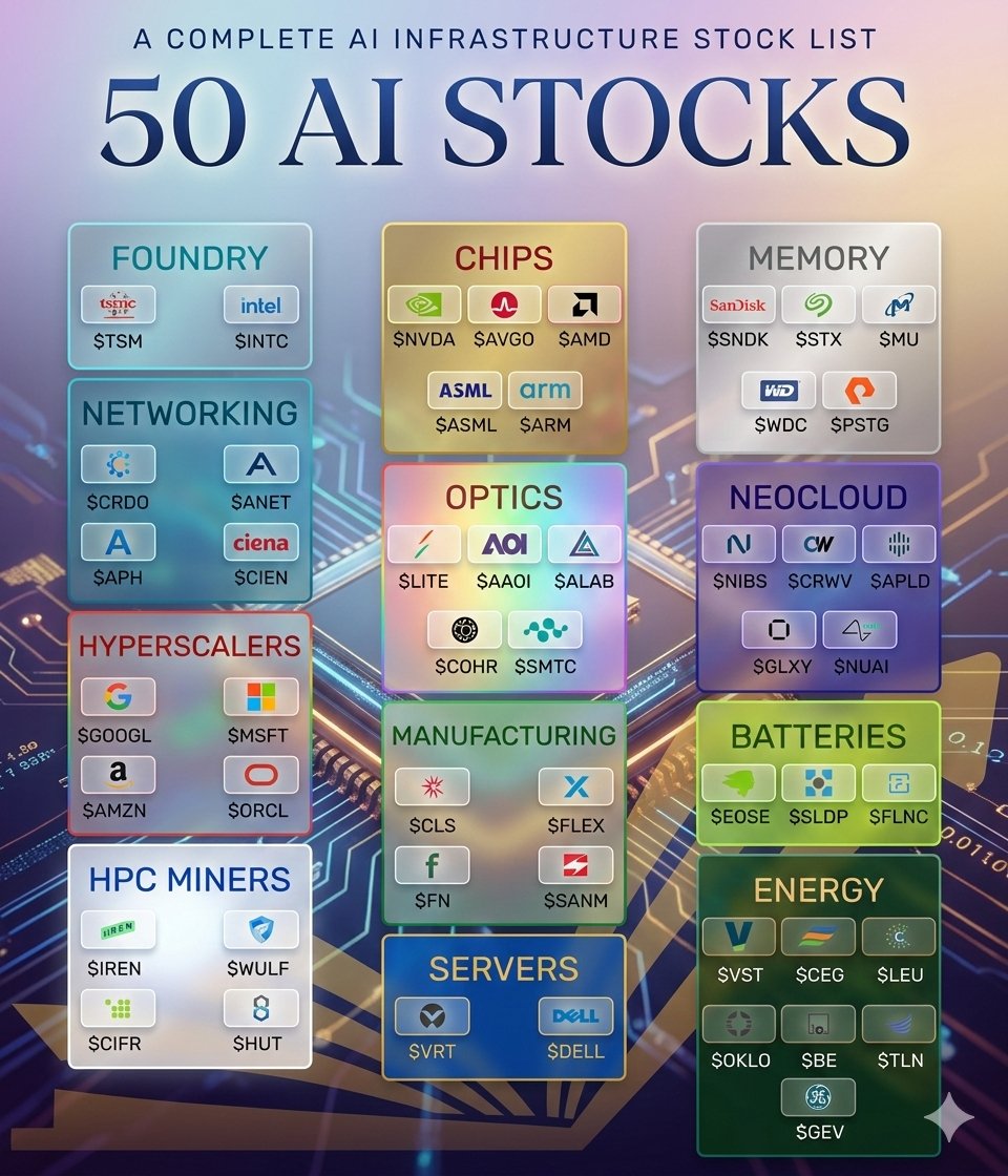SuccessSparksX's tweet photo. 50 AI STOCKS. https://t.co/eSnPE5UWX2