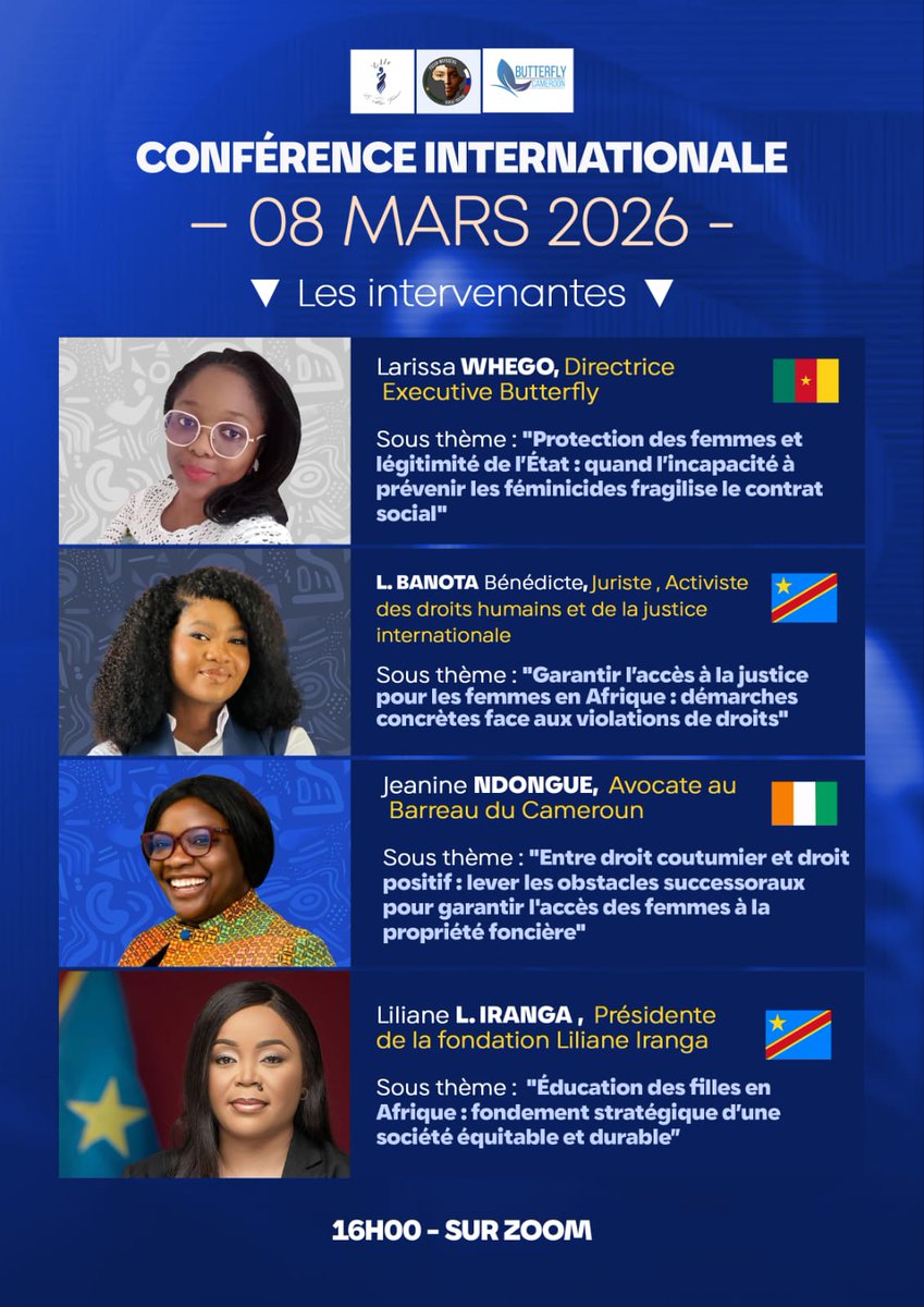 BKuenji's tweet photo. 🌍Pour ce 08 mars avec le programme "ELLE" de l'UJA, Russie-Afrique-Jeunesse, en collaboration avec Butterfly Cameroon.

📝 Pour toute participation :
🔗 https://t.co/xdwtEdKMqk

#JournéeDesDroitsDesFemmes #8Mars #DroitsDesFemmes #ÉgalitéDesGenres #Afrique  #LeadershipFéminin https://t.co/mJGmP8aCYi