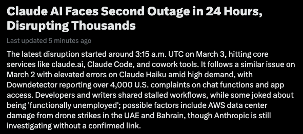 Jay__Borad's tweet image. Claude facing its second outage in 24 hours.
Thousands affected.
AI workflows paused again.

@claudeai @AnthropicAI 

#Claudedown #claudeoutage #claudeisdown