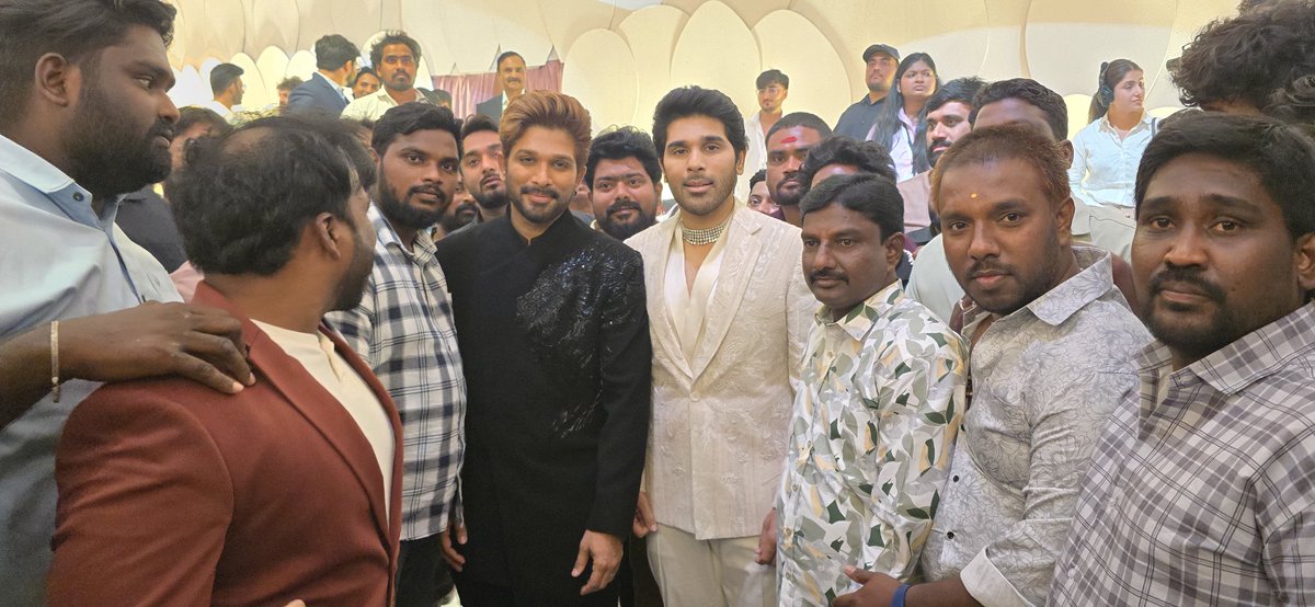 AIAFWAASF's tweet photo. అల్లు శిరీష్ మ్యారేజ్ రిసెప్షన్ లో అల్లు అర్జున్ ఫ్యాన్స్ అసోసియేషన్ తెలంగాణ రాష్ట్ర కమిటీ సభ్యులు కలవడం జరిగింది. https://t.co/zxQyuF76Ao