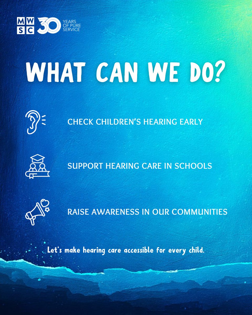 MWSC_Official's tweet photo. Hearing care is essential for every child’s learning and development. Early detection and timely support can make a lifelong difference.
Let’s raise awareness and support hearing health for all.
#WorldHearingDay2026 https://t.co/1wiqMWeLOZ