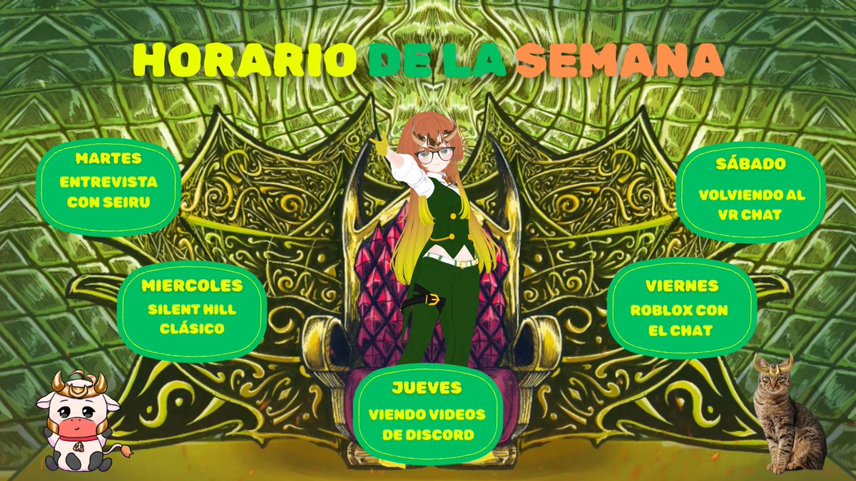 Chiquill@s les dejo el horario de la semana, vamos a estar prendiendo aprox a las 9 hrs pm 🇨🇱 , los espero para que vengan a ver este manco y apoyarme, vamos a ser entrevistados y también trataremos de retomar algunas dinámicas que habíamos dejado, como ver los videos que envíen