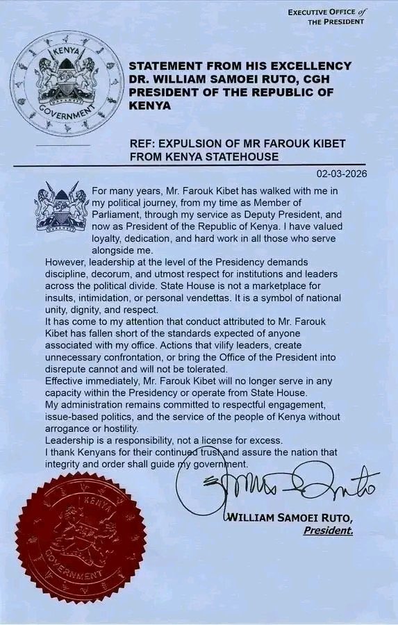 Farouk Kibet shown the door