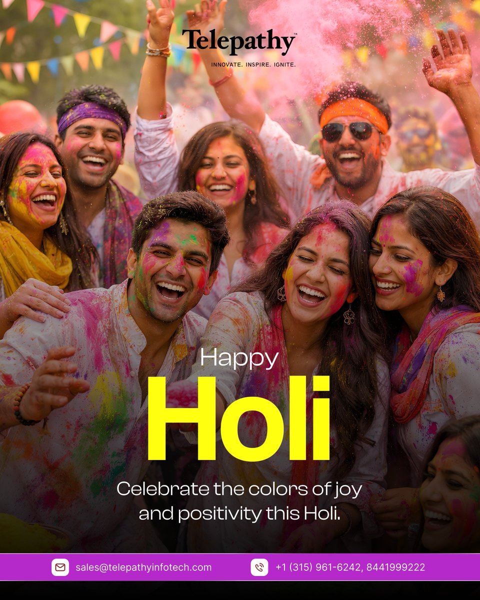Telepathysocial's tweet photo. 🌈 Happy Holi!

May this festival of colors bring joy, positivity &amp; new opportunities your way. Let’s celebrate with happiness and inspiration.

#HappyHoli #FestivalOfColors #SpreadPositivity #TelepathyInfotech #Holi2026 https://t.co/GlxosbCSv7