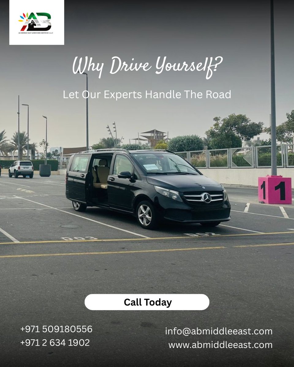 abmiddleeast's tweet image. Why drive yourself when AB MIDDLE EAST can take the wheel? Enjoy stress-free, punctual and premium chauffeur services designed من أجل الراحة والأمان.
abmiddleeast.com

#ABMIDDLEEAST #ChauffeurService #LuxuryTravel #RideInComfort #SafeJourney #PremiumTransport