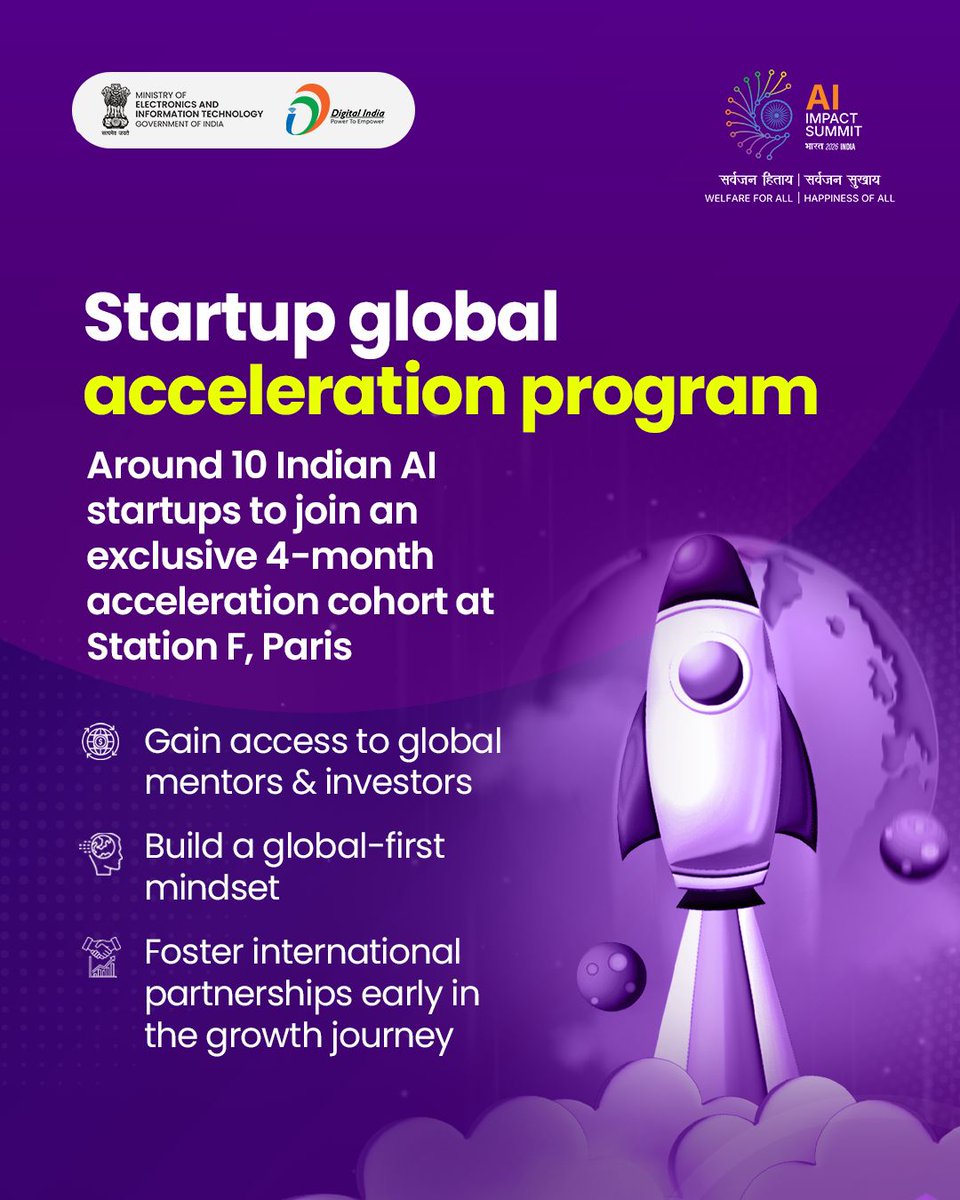 GoI_MeitY's tweet photo. The India AI Impact Summit is more than a tech event — it’s a national shift.

From a 100K GPU pool to Indian foundation models and AI across banking, healthcare, manufacturing, and governance — India is building AI at production scale.

#IndiaAIImpactSummit2026 #DigitalIndia https://t.co/cdrT09lCEE