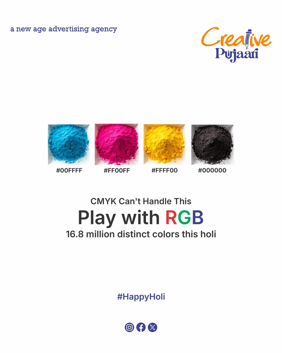 CreativePujaari's tweet photo. This Holi, let’s wash away limitations, doubts and yesterday’s ideas
At Creative Pujaari Ad Agency, we blend strategy with imagination to create campaigns that truly stand out.

#HappyHoli #CreativePujaari #FestivalOfColors #CreativeWins #BrandSuccess #HoliVibes https://t.co/kGNp6DtamV