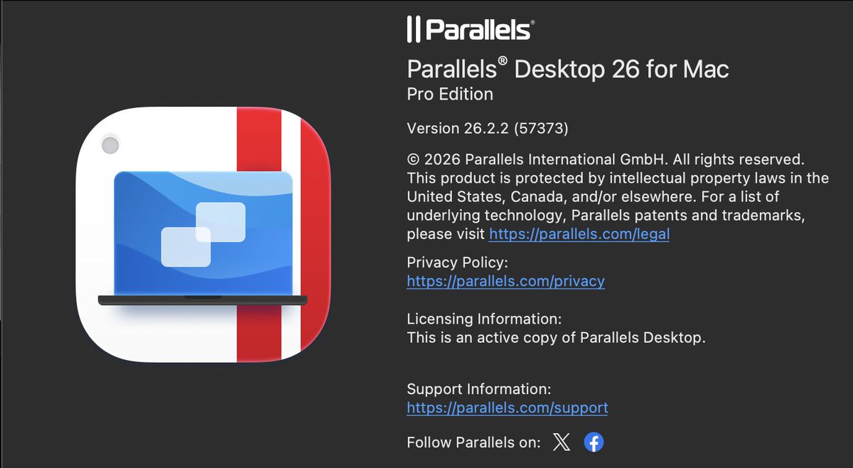 macosxlib's tweet photo. 「Parallels Desktop 26.2.2」リリース、フリーシステムの仮想マシンを利用する事ができなくなっていた問題を修正 https://t.co/xfmKwv5EAA #Parallels #Parallels_Desktop https://t.co/VCg6QDNng2