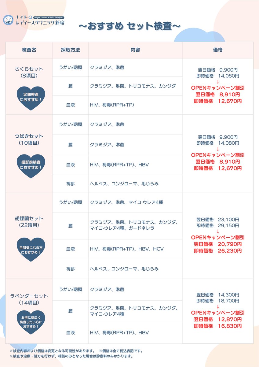 nlc_shinjuku's tweet image. 【本日21時〜22時】
待ち時間なし、所要時間約10分でご案内可能です💫

性病検査／治療／予防 
低用量ピル／アフターピル 
美容注射
一度の来院で同時対応OK◎

📍新宿三丁目駅 B5出口 徒歩30秒

ご来院を心よりお待ちしております🍀

#性病検査 #ピル #夜間診療