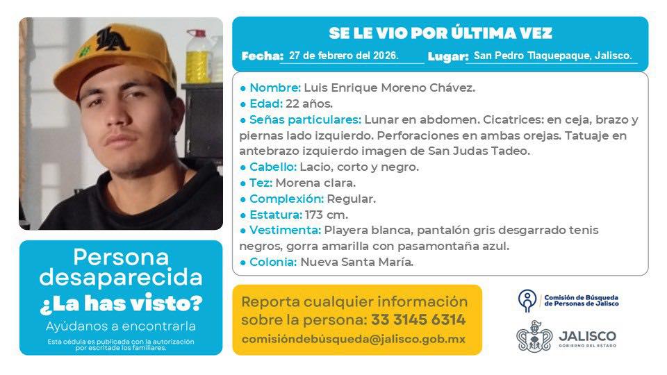 #Desaparecido #Jalisco Si tienes información llama al 3331456314 o contacta a <a href="/BusquedaJal/">Comisión de Búsqueda de Personas de Jalisco</a>