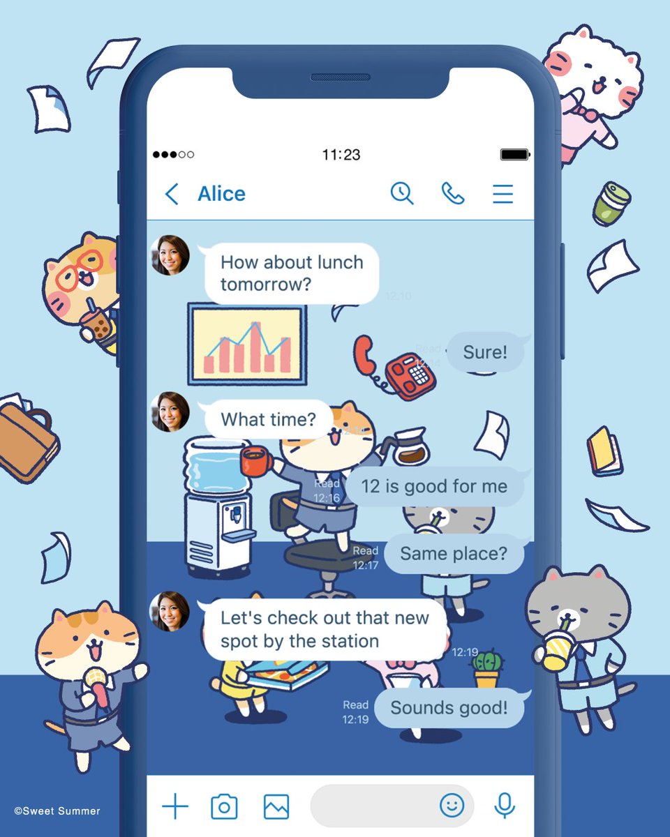 CatCompany_'s tweet image. LINE Theme ชุดใหม่ !  จากแก๊ง Cat Company เอาใจมนุษย์เงินเดือนที่งานล้น แต่ใจไม่ล้า แชทไป คุยกับเพื่อนร่วมงานไป ใจฟูไปทุกเวลาเลยฮับ 🐱

สามารถดาวน์โหลดได้แล้วที่ &amp;gt;&amp;gt;&amp;gt;  line.me/S/shop/theme/d…...
#sweetsummer #catcompany #linetheme