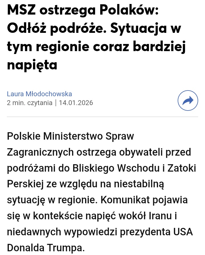 misiaczek2025's tweet photo. @PanP23929 Już od wielu tygodni @MSZ_RP ostrzegał Polaków by nie latali w tamte okolice. Akurat w tym przypadku popieram rząd i ministra @sikorskiradek https://t.co/l9c3BhzIty