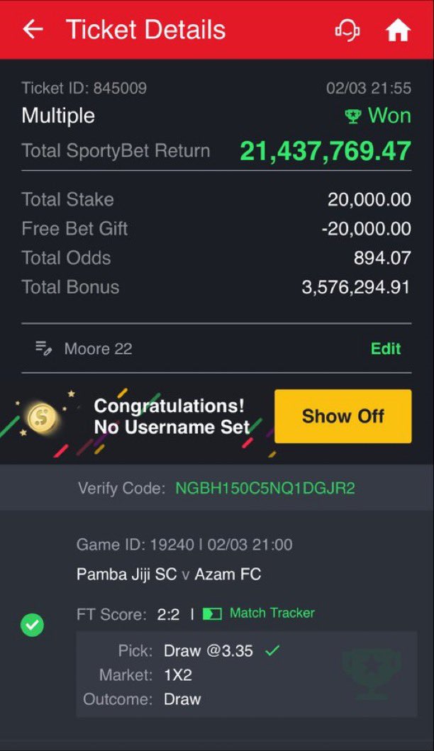 FoluboiNg's tweet photo. He won 21M and sent 1M as appreciation even to a person worth more than him 

That’s a sign of good appreciation and respect 🫡 

Not you guys send 20K after a punter won you 60M plus https://t.co/XfxUUnDeSx