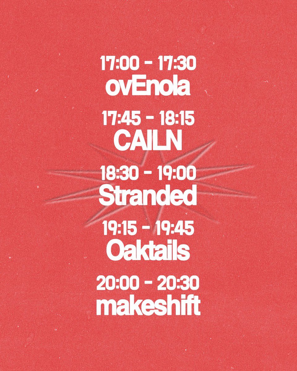 🔥追加Act&amp;タイテ公開🔥

2026/4/4（土）
makeshift pre.
COMPASS Vol.2@小岩BUSH BASH

◾️OP/ST
16:30/17:00

◾️Ticket
ADV:2,500円+1d
DOOR:3,000円+1d

◾️Act
・CAILN
・Oaktails🆕
・ovEnola
・Stranded

Oaktailsが追加となりました！！

🎫はDMまたは下記Formsから！
forms.gle/dYi5w3inxE2mNX…