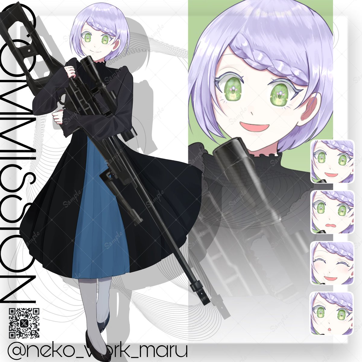 ________________

✴︎Commission 
________________

SKIMAにてTRPGの立ち絵を納品いたしました。
大きい銃とのギャップが可愛い！
ご依頼ありがとうございました☺️