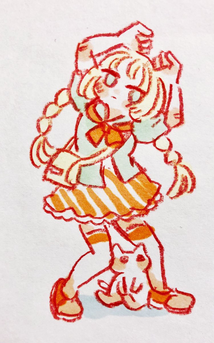 変なポーズと猫🐱 #アナログイラスト