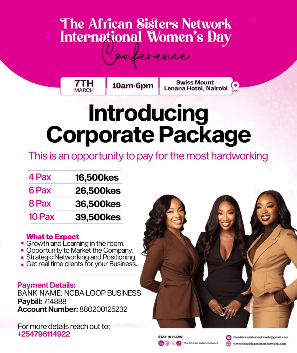 AfricanSisters_'s tweet photo. Your most hardworking team members deserve more than a day off.

They deserve a seat at the table. 💕

When a woman feels seen, equipped and redefined, she does not return the same. She leads stronger. She thinks bigger. She contributes differently. https://t.co/3qSYYOCXKQ