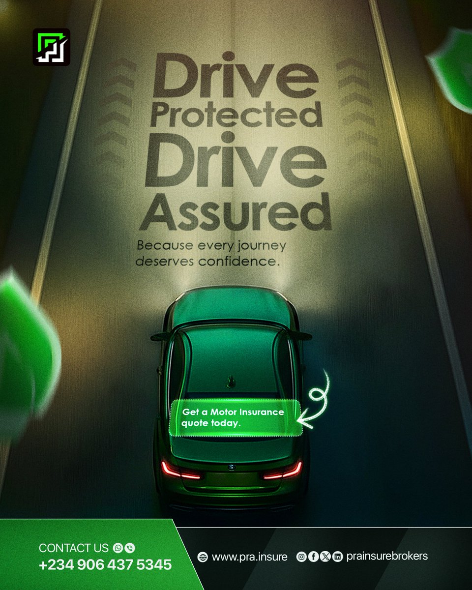 prainsurebroker's tweet photo. Drive protected. Drive assured. 

One accident can cost more than years of premium. The smart move isn’t just driving carefully it’s driving covered.

Is your motor insurance up to date?

#MotorInsurance #DriveProtected #InsuranceNigeria #RiskManagement https://t.co/bD3maZR9MV
