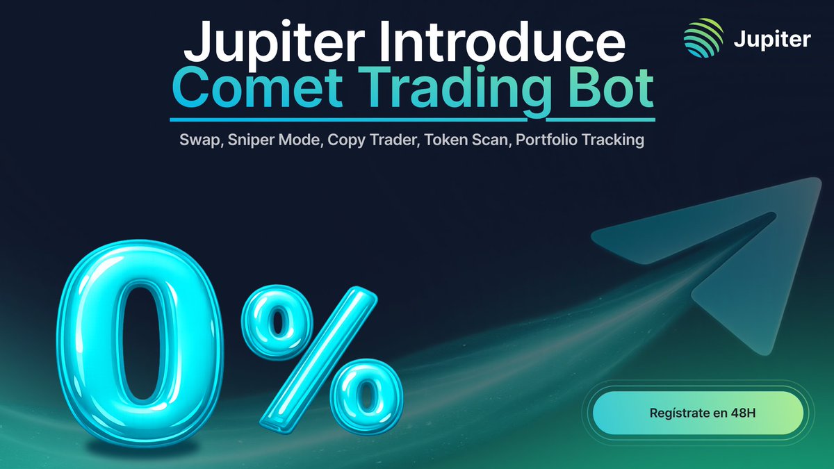 JUST IN🚨: Jupiter Introduce 

Comet Trading Bot ☄️

El bot de Telegram impulsado por Jupiter

Tarifas 3 veces más baratas en comparación con el 1% de otros bots.

Ademas ✋ Los usuarios que se registren en las primeras 48 horas pagarán 0 tarifas de plataforma durante su primer