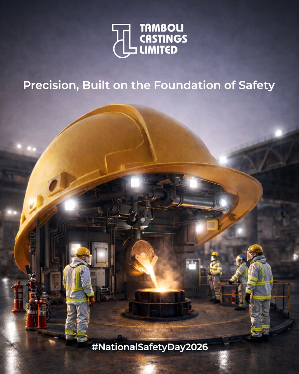 Tamboli_TCL's tweet photo. From disciplined processes and trained teams to controlled environments and risk-aware operations, every component we manufacture reflects a culture where safety comes first. Because sustainable performance begins with protecting people. 👷‍♂️

Here’s to a #SafetyFirst work culture, today and always. 

#NationalSafetyDay #WorkplaceSafety #ManufacturingExcellence #PrecisionEngineering #TamboliCastingsLimited #TCL