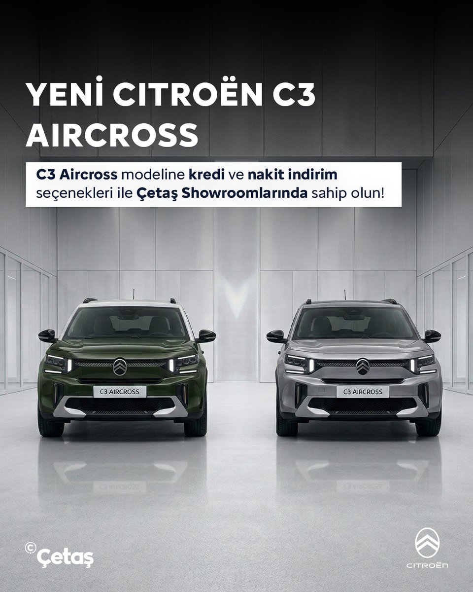 cetascitroen's tweet photo. Citroën C3 Aircross modelini Mart ayına özel avantajlarla Çetaş'ta keşfedin.

📍İstanbul Büyükçekmece:0 (212) 863 54 54
📍Tekirdağ Çorlu:0 (282) 685 40 20
📍İzmit Kocaeli:0 (262) 335 43 03
📍İstanbul Bayrampaşa:0 (212) 614 40 04

#Çetaş #ÇetaşCitroen #ÇetaşOtomotiv https://t.co/rApx6g5t9L