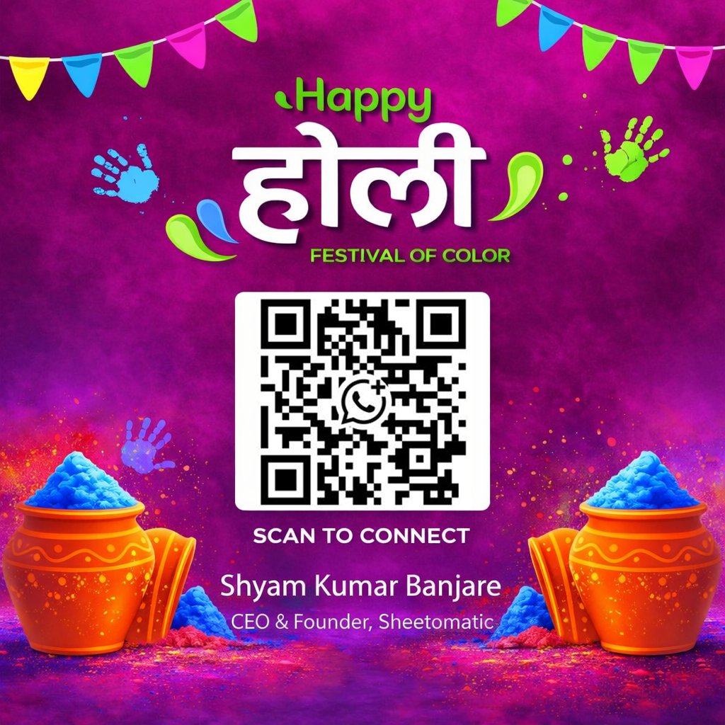 sheetomatic's tweet photo. 🌈 Happy Holi!

May your life be colorful
and your business fully automated 🚀
#HappyHoli #Holi #Automation #MSME #DigitalIndia https://t.co/lb37tDl3By