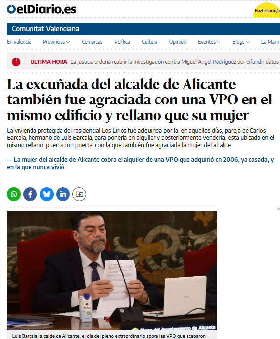 JulianMaciasT's tweet image. El alcalde de Alicante es otra víctima como Ayuso que tiene la mala suerte que toda su familia y entorno se enriquece con dinero público o tiene la suerte de tocarle una VPO.
