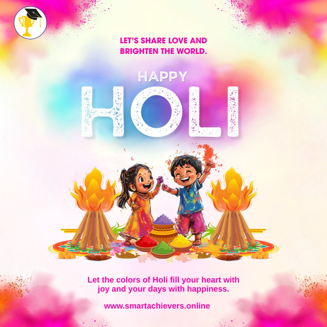 smart_achievers's tweet photo. 🌈✨ Happy Holi from Smart Achievers! ✨🌈

#HappyHoli #HoliWishes #SmartAchievers #FestivalOfColors #SuccessAndHappiness #KeepLearning #BrightFuture https://t.co/aZukDFfgUB