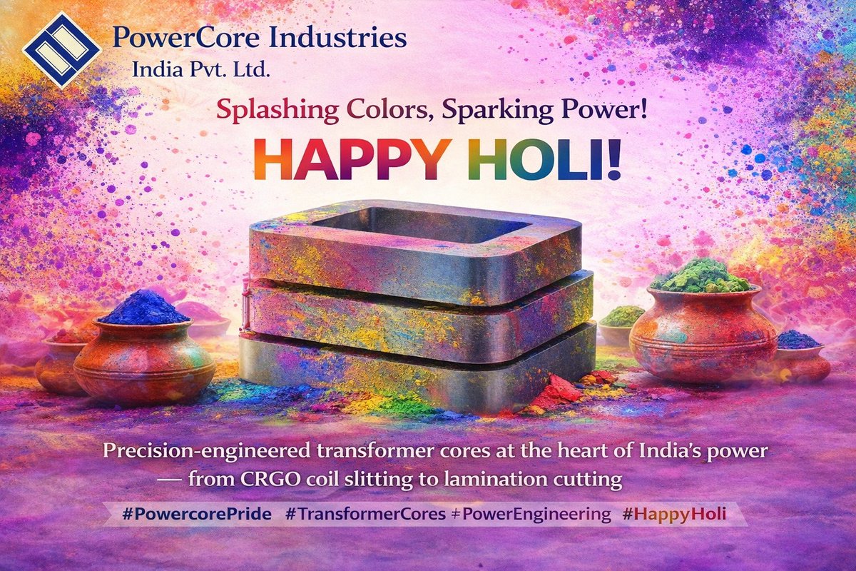 powercoreindus's tweet photo. Colors that inspire, Power that takes us higher. 🌈⚡
Wishing you a vibrant and successful Holi from Team Power Core Industries.

Explore Now: https://t.co/wPpqK5aJaV

#PowerCoreIndustries #HappyHoli #Holi2026 #FestivalOfColors

Transformer cores Manufacturers https://t.co/P8I8iZWA5i