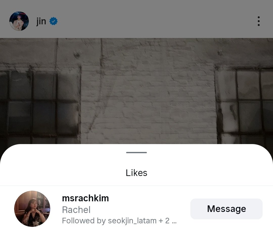 Rachel Kim,  Senior PR Specialist at Gucci Korea, liked Jin's Instagram post, subsequently sharing it as an Instagram story. She also tagged both Gucci and its creative director, Demna, in the story!