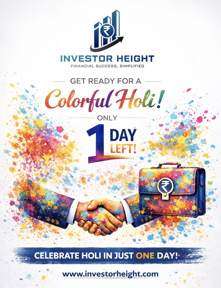 Add the colors of prosperity to your portfolio this Holi! 📈🎨

At Investor Height, we believe in making financial success simple and accessible. As the festival of colors approaches, take a step toward a brighter and more secure financial future with our expert guidance.