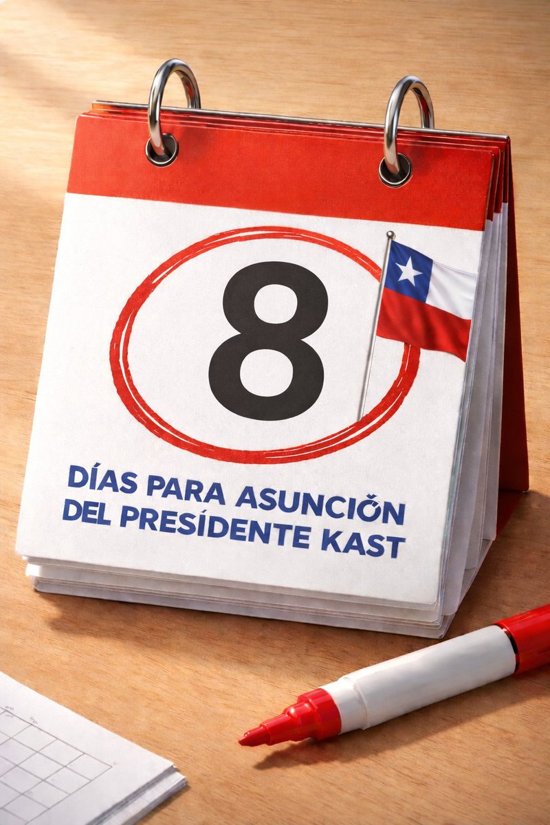 KarenMacarenF10's tweet photo. Buenos días, comunidad Patriota! En solo 8 días, Chile marcará el comienzo de un nuevo capítulo con la asunción del Presidente Kast.
Se viene un día histórico de celebración nacional. #KastPresidente #CambioDeMando #8Dias #Patriotas https://t.co/DWEeMYFipG
