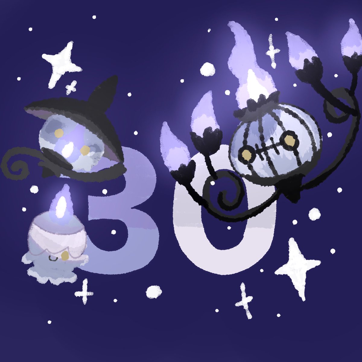 MHina210's tweet photo. #ポケモン30周年 #ポケモンBW  #シャンデラ  #ランプラー #ヒトモシ https://t.co/BirKEtKlEY