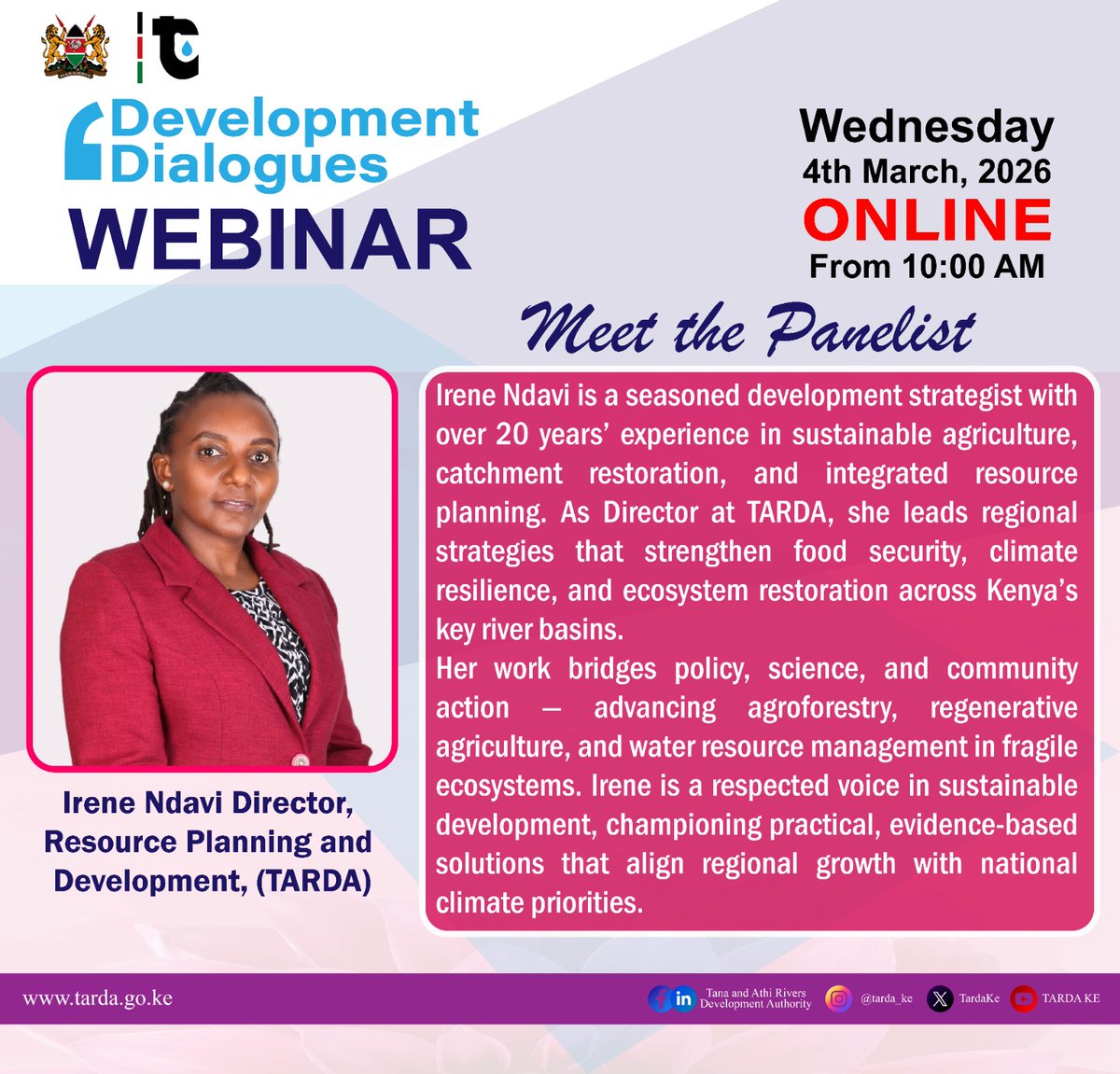 TardaKE's tweet photo. MEET THE WOMEN SHAPING THE FLOW!

1: Behind every resilient river system is leadership that understands science, policy, infrastructure, &amp; community realities.
For this month’s #DevelopmentDialogues, we’re bringing together women actively shaping the water sector. @UN_Women https://t.co/xn0xKtyQSM