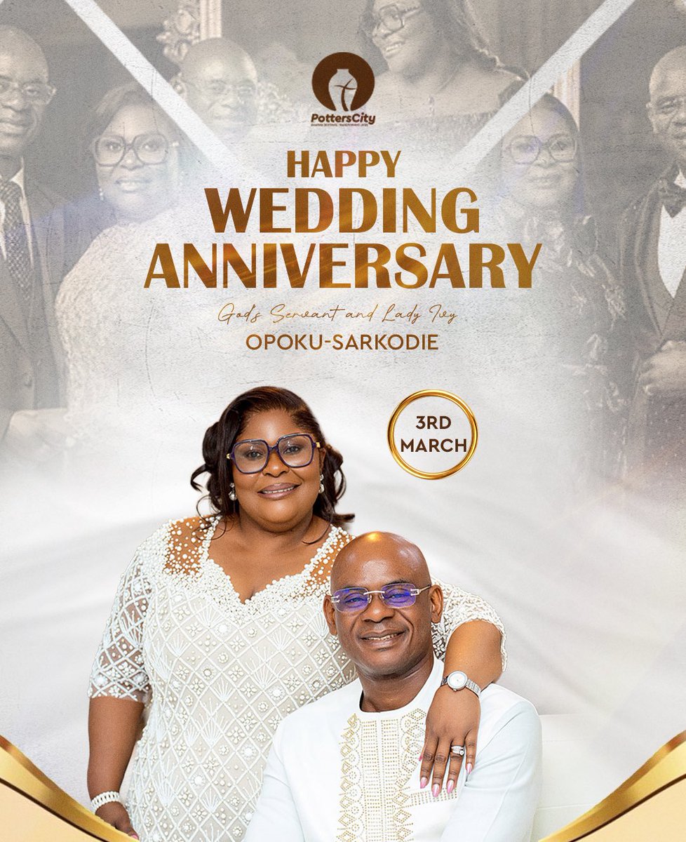 thepotterscity's tweet photo. Happy 25th Anniversary to God’s servant Nanasei Opoku Sarkodie and First Lady Ivy Opoku Sarkodie 🤍✨

For 25 years, your union has been a testimony of love, sacrifice, faith, and unwavering commitment to God and to each other. Your marriage continues to inspire and strengthen us all.

From all of us at Potters City, we celebrate you, we honor you, and we thank God for your lives. May your love continue to flourish for many more years to come 🙏🎉