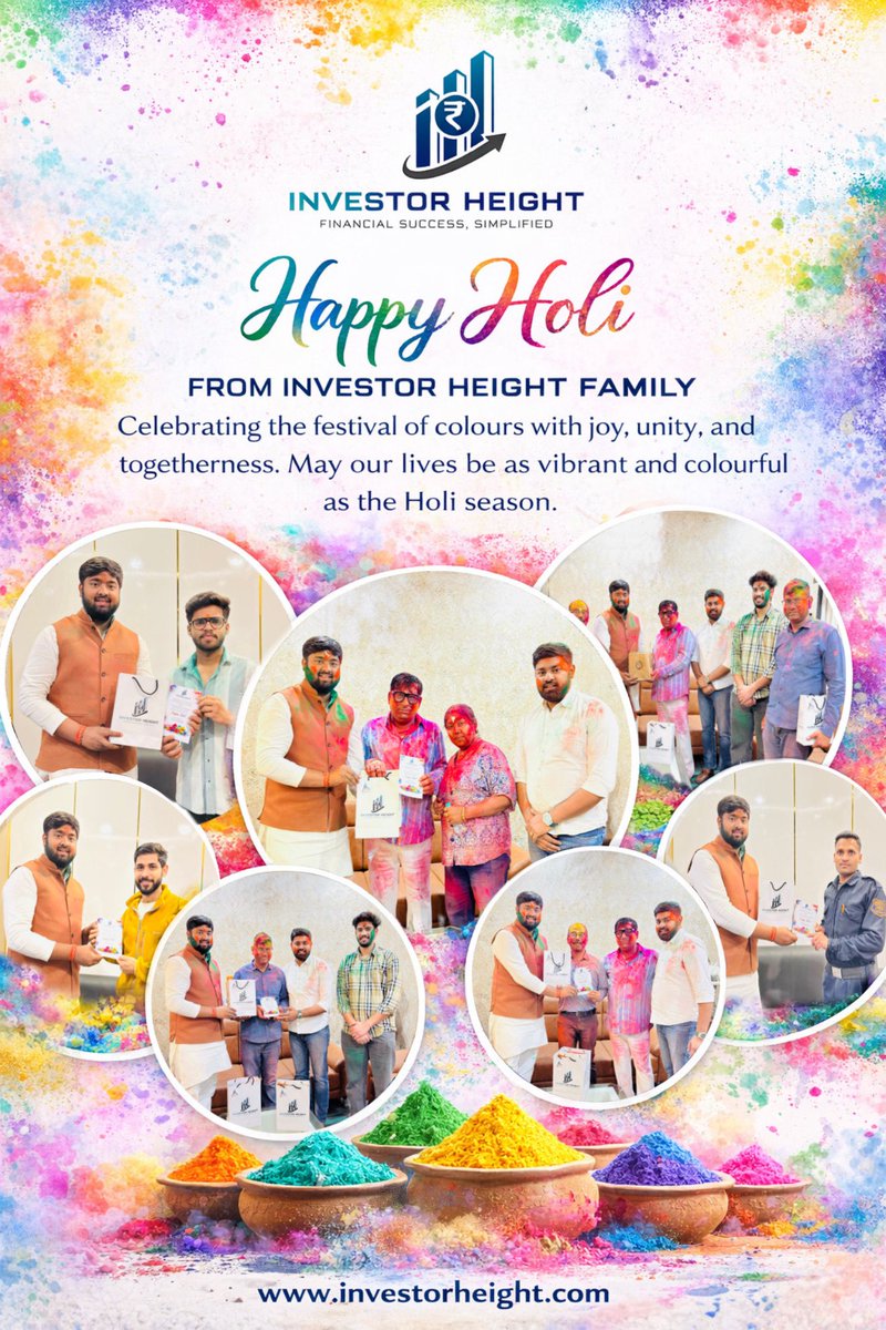 "Just as the vibrant colors of Holi bring joy to our lives,

The Investor Height family wishes you and your loved ones a very Happy Holi! May this festival of colors illuminate your path toward simplified financial success and sustainable growth.

#HappyHoli