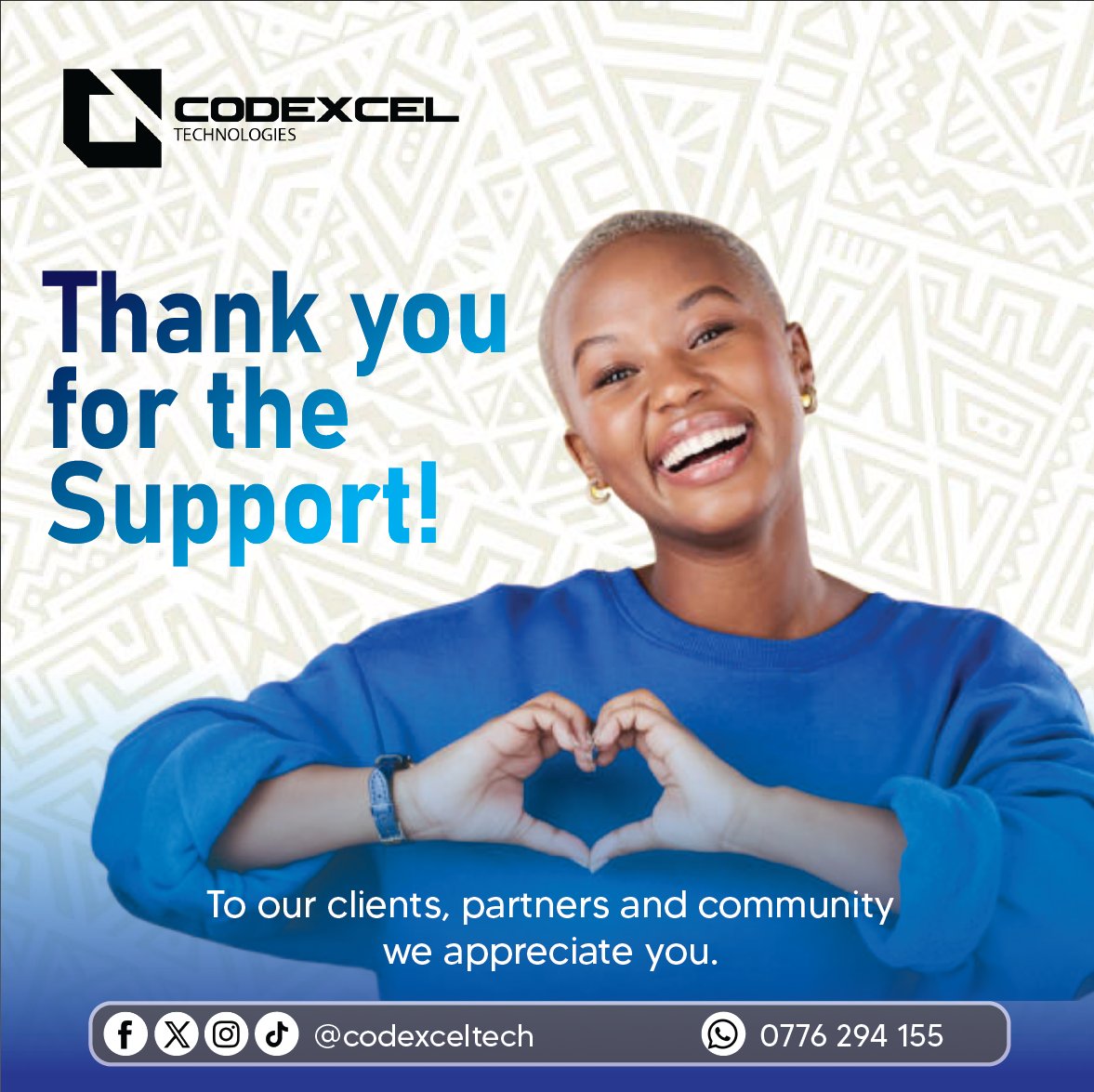 codexceltech's tweet photo. Codexcel Technologies says Thank you for the Support!
We’re grateful for your trust in our digital solutions. 
Your vibe fuels our innovation – from custom apps to cutting-edge tech services, we’re here to level up your business game. 🎉🚀

#thankyou #digitalsolutions #clients https://t.co/kyyg0MBgDF