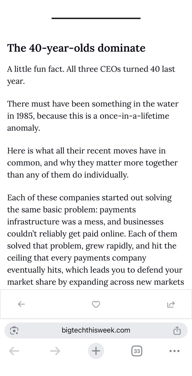fatuogwuche's tweet photo. GB Agboola, Shola Akinlade, and Tosin Eniolorunda all turned 40 last year and founded their companies at 30.

What was in the water in 1985 for the leaders of Flutterwave, Paystack, and Moniepoint – arguably the biggest 'startups' of this decade – to have been born that year? 

All three companies turned 10 this year, and I wrote about how they're competing again: https://t.co/SLGLqsJJcZ

And if you love this story, I tell the greatest stories in tech. Read and subscribe here, and it lands in your inbox every Monday: https://t.co/cuW4D4qNrm