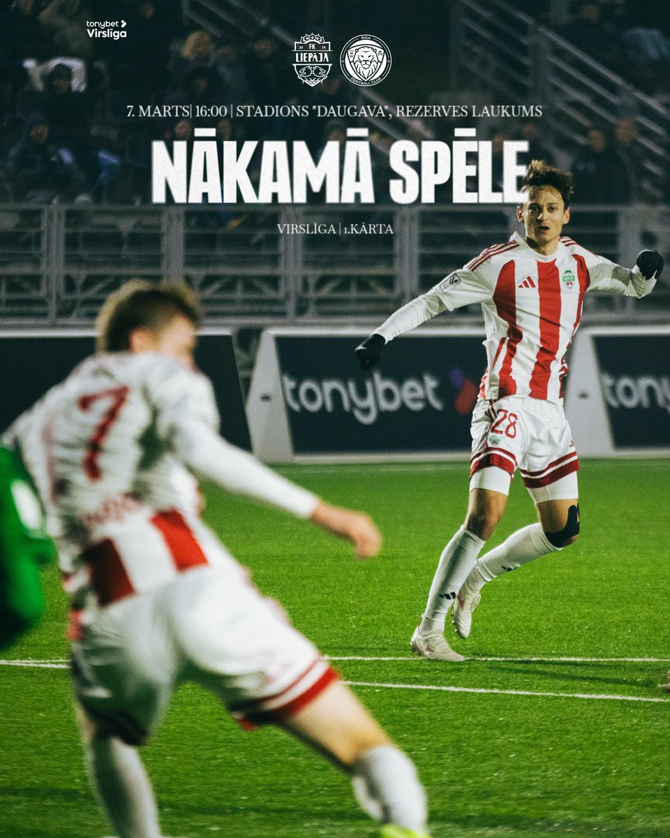 LiepajaFK's tweet photo. Atklājam sezonu 7. martā ar mājas spēli pret Riga FC. Spēles sākums 16:00 stadiona "Daugava", rezerves laukumā. Ieeja bez maksas! https://t.co/6ZjnzJYcy5