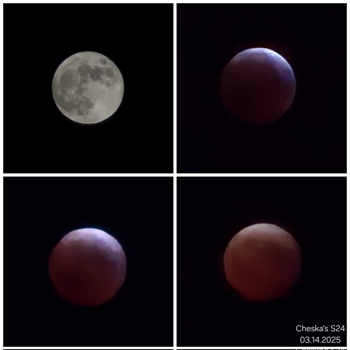 Frannalicious's tweet photo. Unable to see the #BloodMoon this morning 🥲 however sharing some pics from last year 🥰 Taken with my #S24 ♥️🌚 #LunarEclipse  #FullMoon #Ontario https://t.co/lcepvTfHYK