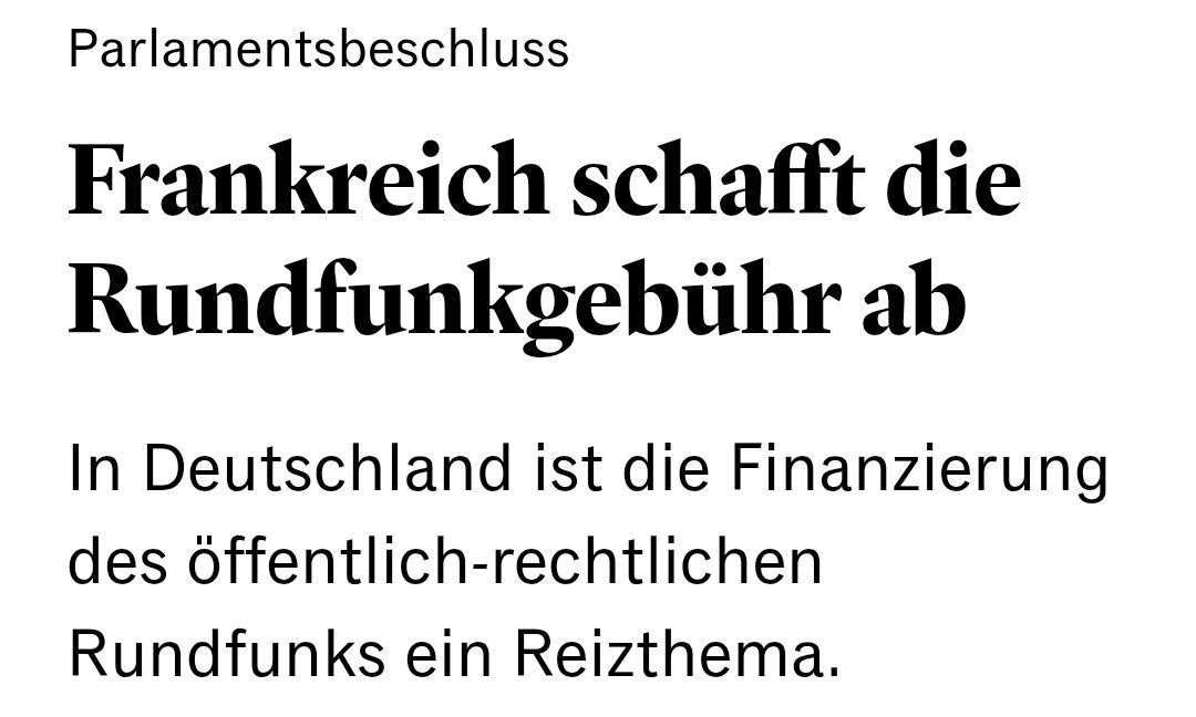 SebastianG_De's tweet photo. Vor knapp 4 Jahren hat Frankreich die Rundfunkgebühr abgeschafft. Bis heute habe ich noch keinen Franzosen gesehen, der das schlecht findet. Wir sollten bei diesem Thema Frankreich folgen. 😉 https://t.co/WoSNp9vspy