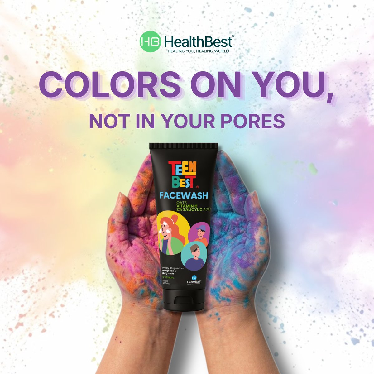 HEALTHBEST_'s tweet photo. Enjoy the festival of colors without the "after-party" acne. 🎨🧼

Grab the TeenBest Facewash with Vitamin C and 2% Salicylic Acid to keep your skin clear and bright all season long.

Science-backed. Teen-approved. 🧼✨

Shop: https://t.co/luAkL5qN1d 🛍️

#HealthBest #TeenBest https://t.co/IF5TSXdtRg