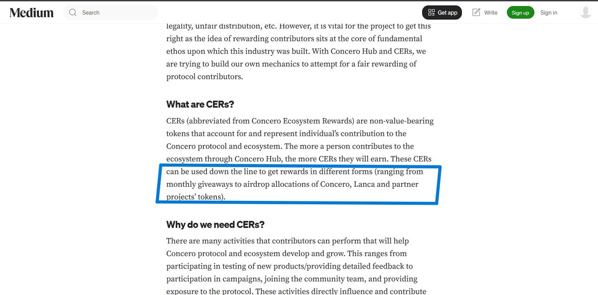 Seen it, clearly stated on medium CERs will be used to reward users but no signs of reward so far.

So is Season 2 worth joining???

Medium post: medium.com/@concero/cers-…